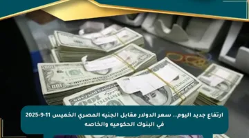 ارتفاع جديد اليوم.. سعر الدولار مقابل الجنيه المصري الخميس 11-9-2025 في البنوك الحكومية والخاصة